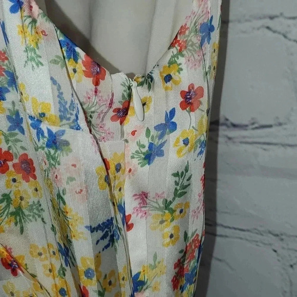 Banana Republic Floral Sleeveless Fit & Flare Dress Ruffle Tiered V-Neck Lined - Picture 4 of 8